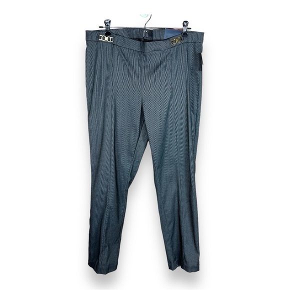 NEW SIZE 16 RAFAELLA DRESS PANTS BLACK BLUE PULL ON STRETCH FABRIC GOLD ACCENT - Picture 1 of 14